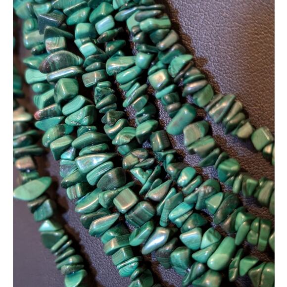 Jay King DTR Sterling Silver Malachite Chip Beaded 7-Stranded Drape Necklace - Picture 3 of 7